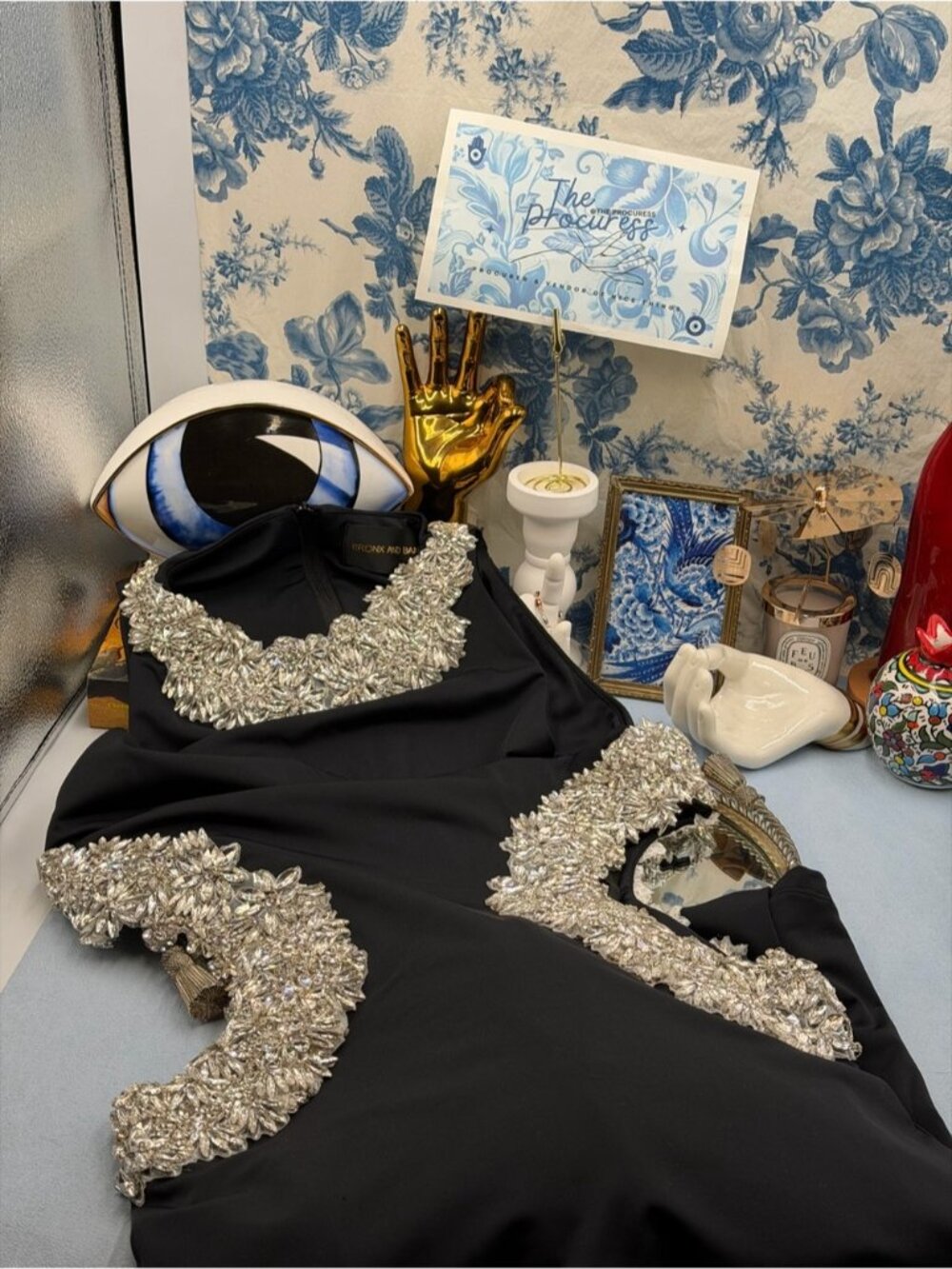 🆕 BRONX & BANCO 🧿 NWOT Camila Rhinestone Cut-Out Gown, Black - Sz L US 8 - Picture 12 of 15